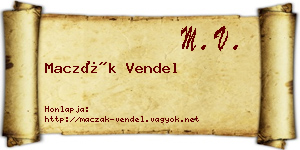 Maczák Vendel névjegykártya